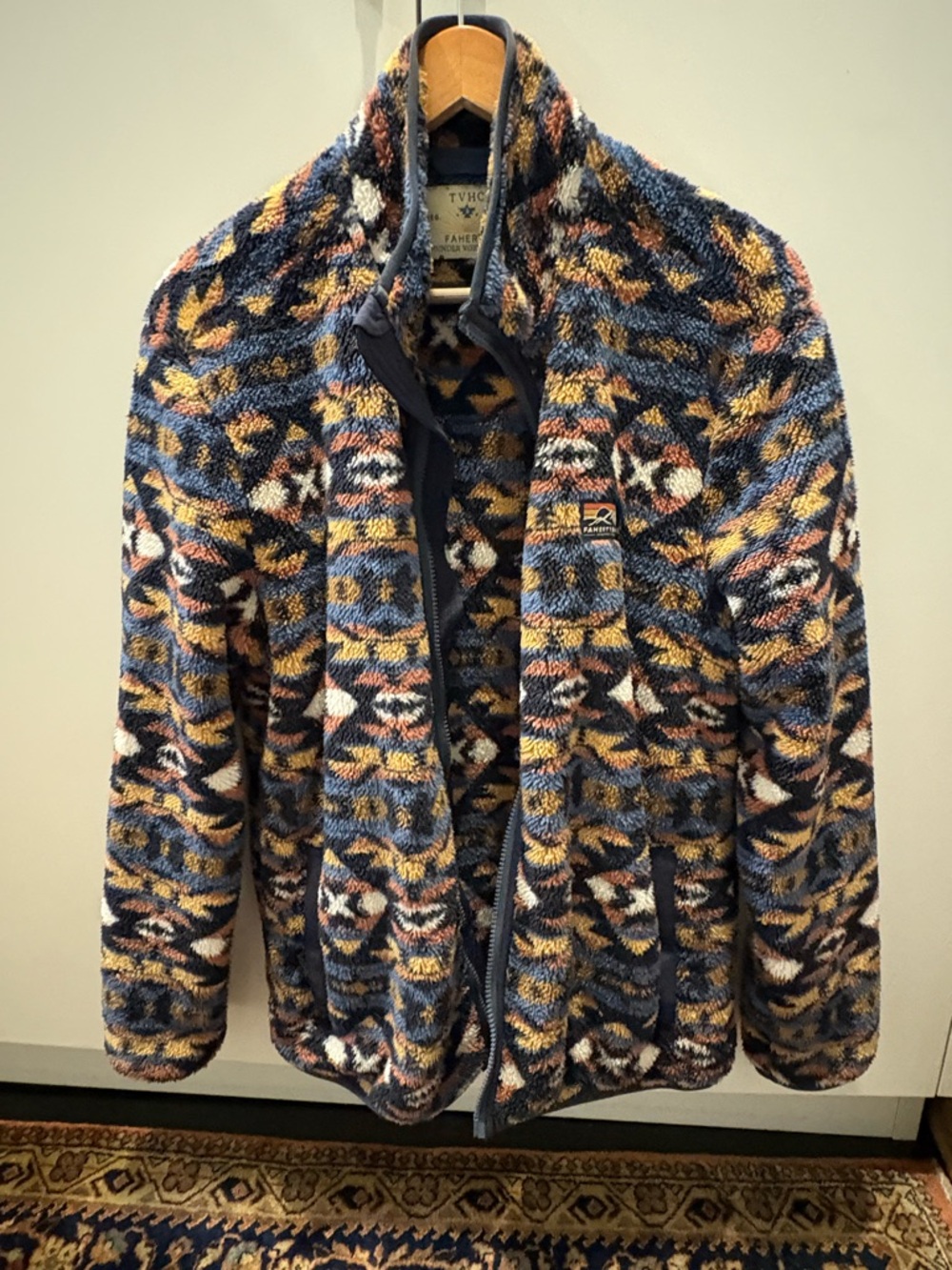 Faherty Multicolor Patterned Fleece/Sherpa Jacket